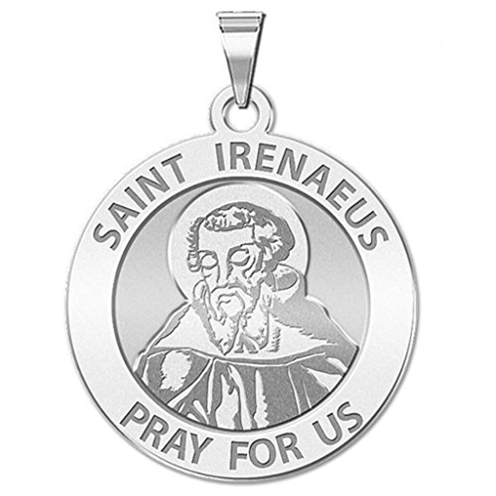PicturesOnGold.com Saint Irenaeus Religious Medal - 3/4 Inch Size of a Nickel - Sterling Silver