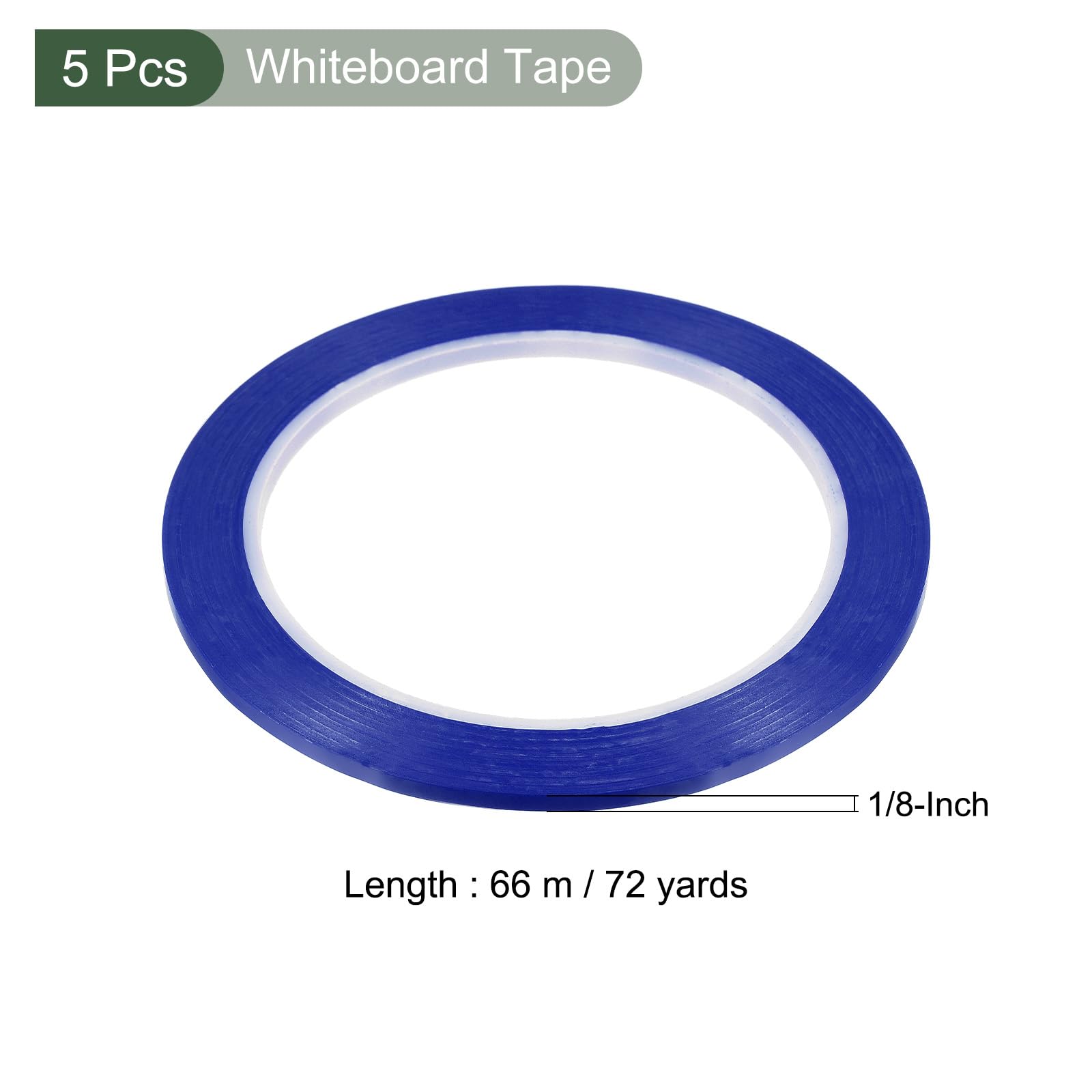 YOKIVE 5 Pcs Whiteboard Tapes, Graphic Tape Pinstripe Tapes for Graphic Chart Marking, Art, Crafts (Blue, 1/8-inch) - Image 2