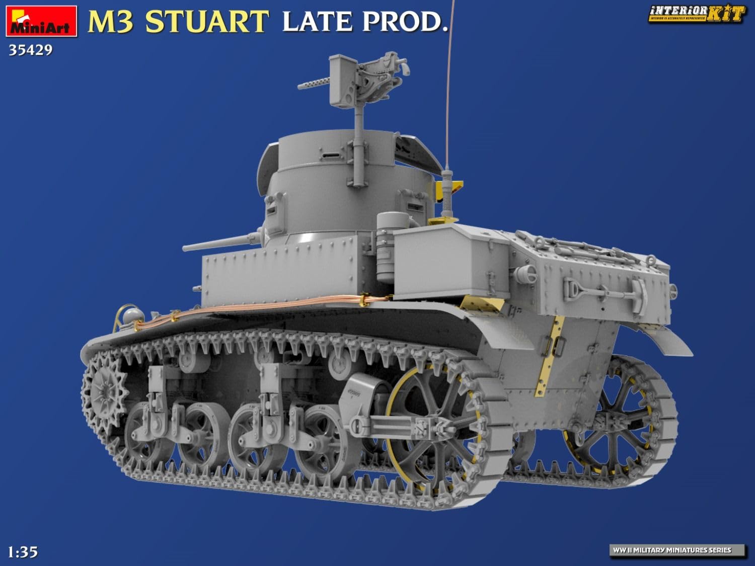 Mini Art 35429 1:35 US M3 Stuart Späte Prod. Interior - originalgetreue Nachbildung, Modellbau, Plastik Bausatz, Basteln, Hobby, Kleben, Modellbausatz, Zusammenbauen, unlackiert