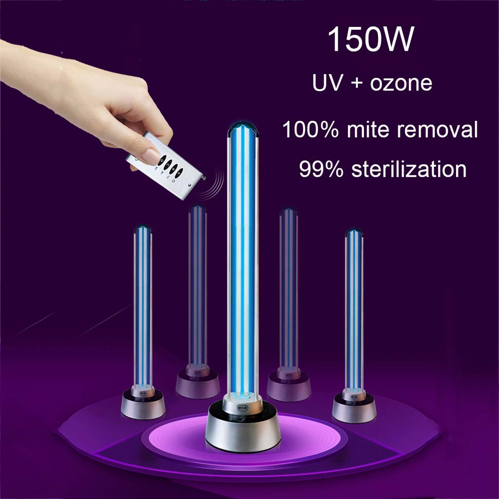 HYLR 150W lámpara UV - Lámpara portátil germicida con Mando a Distancia, esterilización con Ultravioleta, hasta 200m² Mata 99,9% de bacterias Virus Agentes patógenos
