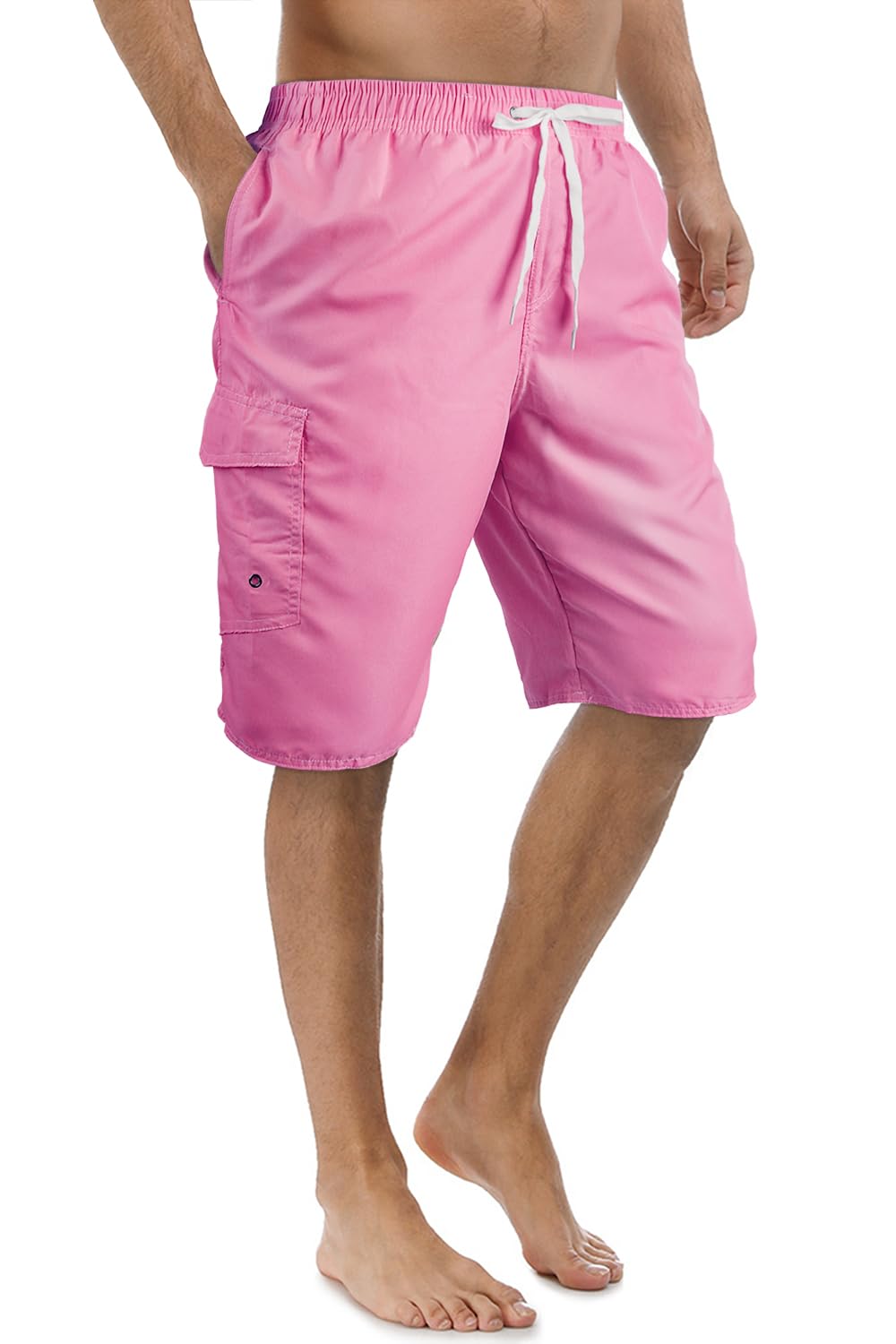 Mens Swimming Trunks Swim Trunks Quick Dry Swim Shorts with Mesh Lining Funny Swimwear Bathing Suits, Pink, L