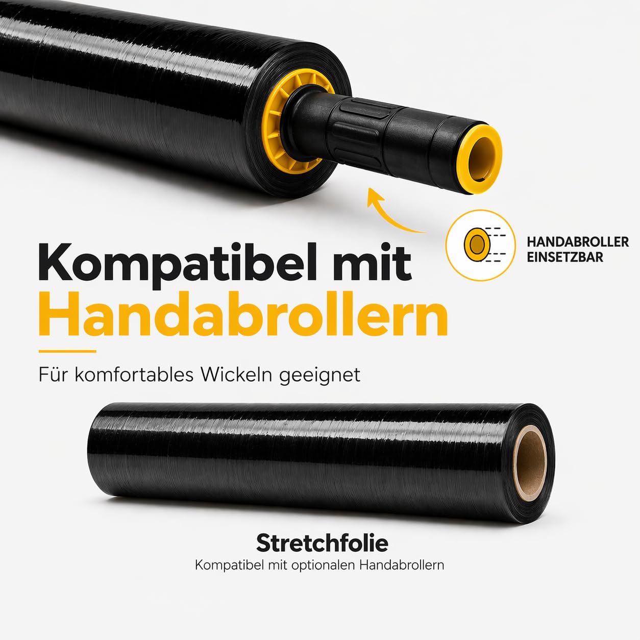 Stretchfolie Schwarz 23 µm 50 cm x 230 m 6 Rollen Handstretchfolie Palettenfolie Verpackungsfolie