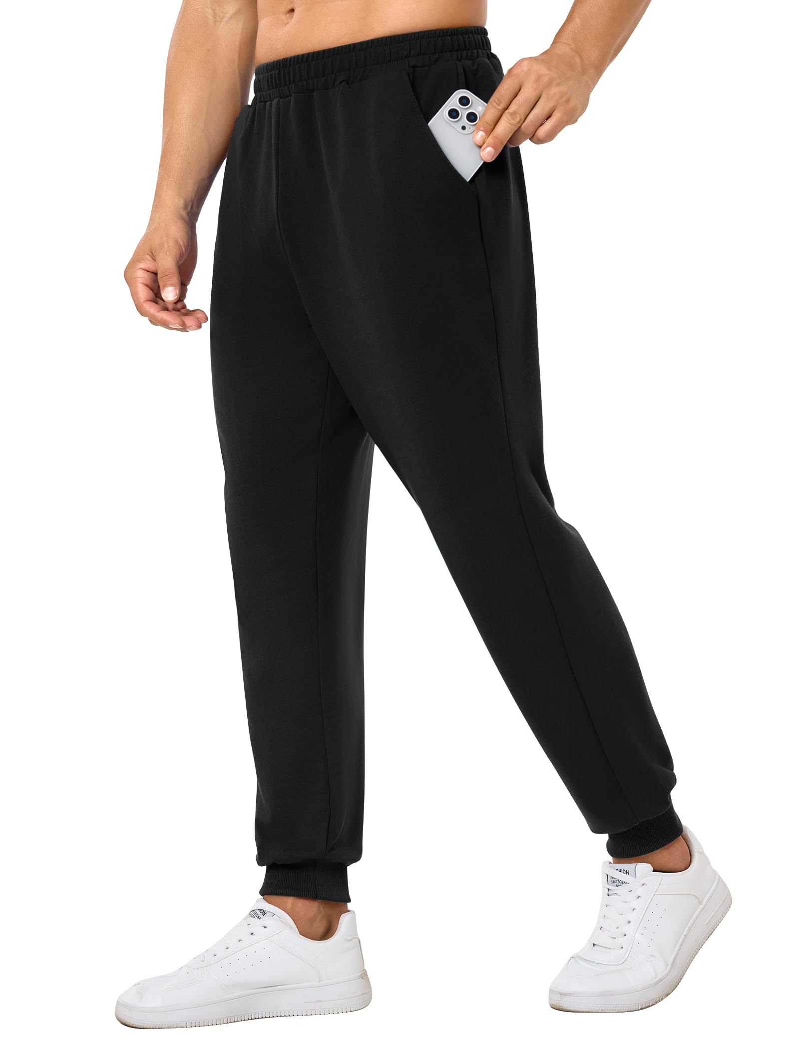 SILKWORLD Mens Sweatpants Tapered Athletic Joggers Workout Running Jogging Track Pants with Zipper Pockets