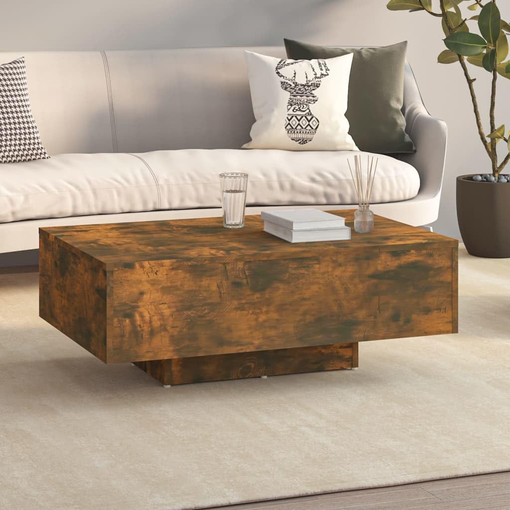 SXZenSpace Small Coffee Table in Smoked Oak 85 x 55 31 cm Modern Engineered Wood Side for Living Room, Corridor and Bedroom