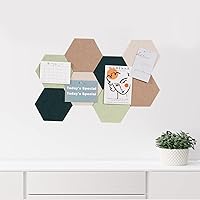 Vista 4 de LAJAR 8 Piezas de Azulejos Hexagonales de Tablero de Anuncios de Fieltro, Azulejos de Tablero de Pines Autoadhesivos de Fieltro para Fotos, Verde
