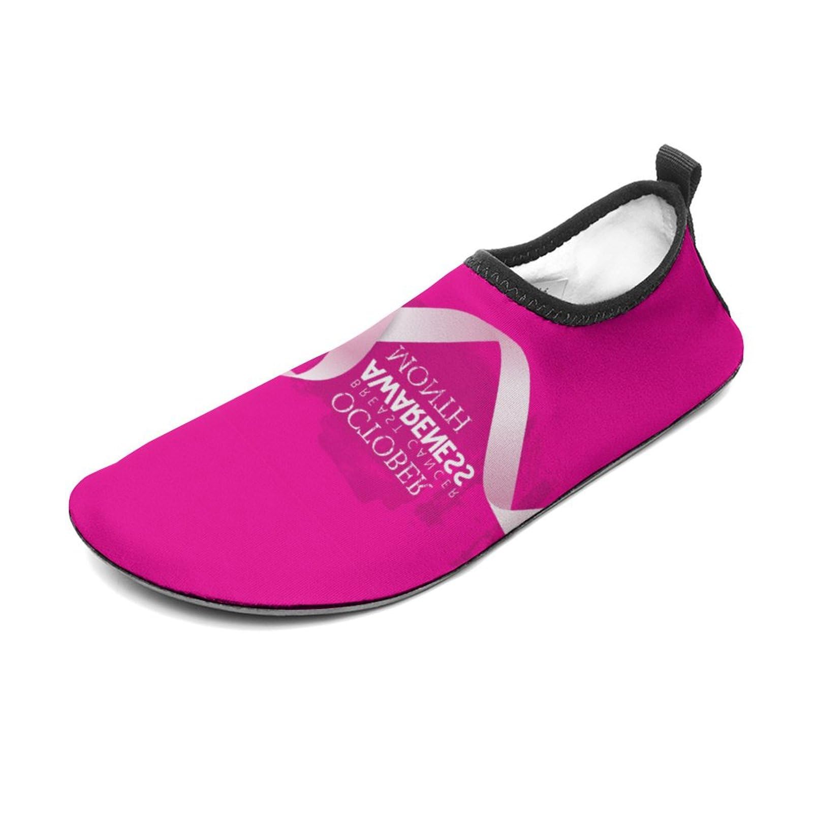CSEMEIE Breast Cancer Awareness Water Shoes Beach Shoes Aqua Socks for Women Men Swimming Yoga