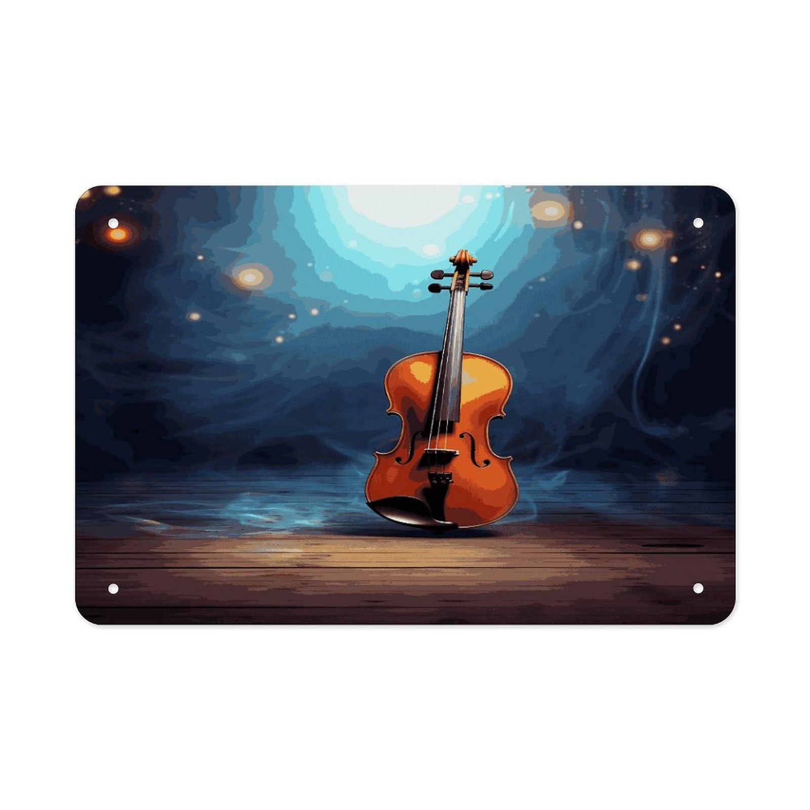 LDGSUPH Violin Poster Metal Tin Sign Wall Art Prints Folded Edge Iron Sheet Painting with Holes for Wall Prints Decorative Picture Metal Signboard Decor Painting Wall Decor