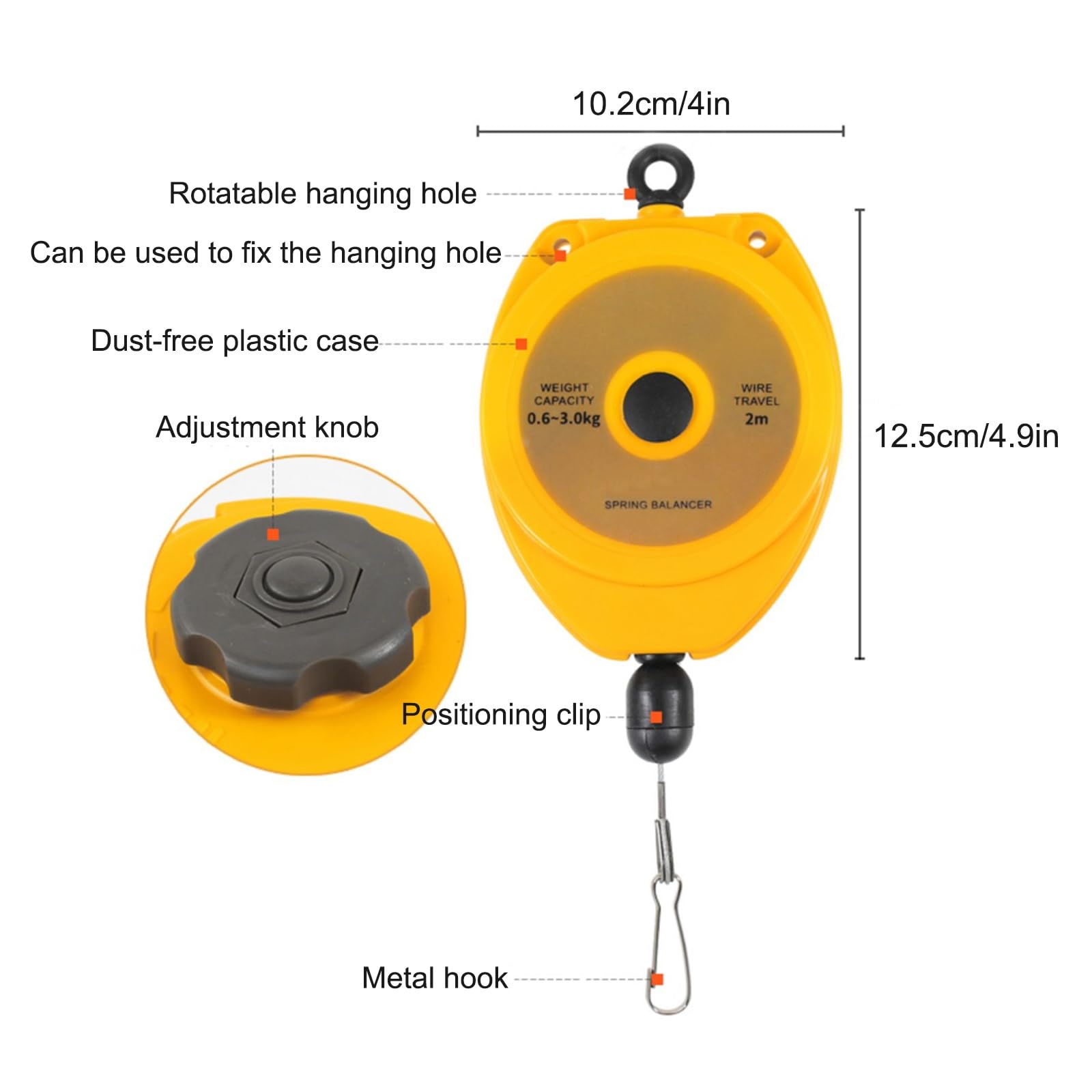 Equilibrador de resorte, Portaherramientas de equilibrador resorte retráctil - Equipo colgante cable 2 m(0.6 3.0kg)