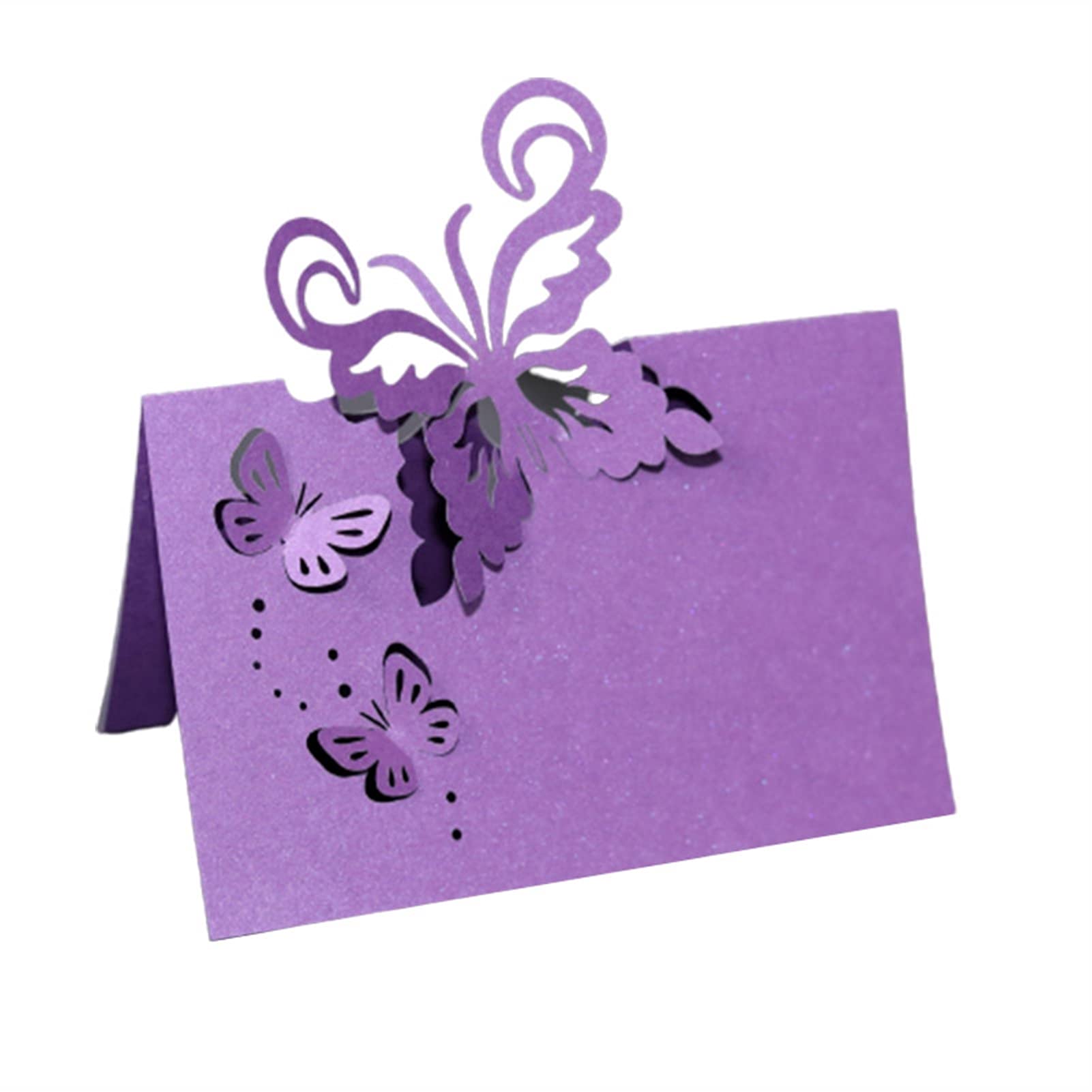 Tarjeta de felicitación 50pcs Butterfly Table Nombre de la tabla Tarjetas Corte con láser Configuración de encaje Nombre del mensaje Tarjeta de mensaje Asiento de la boda Fiesta de cumpleaños Favor de