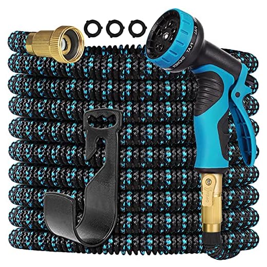 Gardguard 50ft Expandable Garden Hose: Water Hose with 9 Function Nozzle and Durable 3-Layers Latex, Flexible Water Hose with Solid Brass Fittings, Best Choice for Watering and Washing