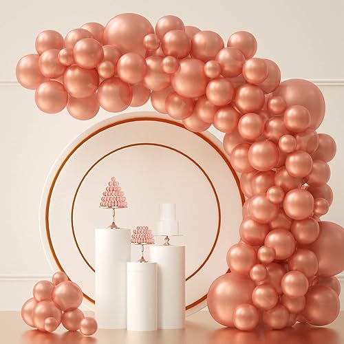 Globos metálicos de color oro rosa, 95 unidades, diferentes tamaños, 18, 12, 10, 5 pulgadas, kit de globos de fiesta para fiesta de cumpleaños,