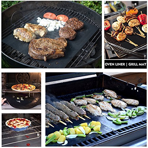 CHERAINTI Grill Mat Oven Liner 70"x16" Non-Stick Reusable Barbecue BBQ Mat, Cut to Any Size, for Gas Grill, Charcoal, Electric Grill, Electric Oven, Heat Resistant - Thumbnail 2