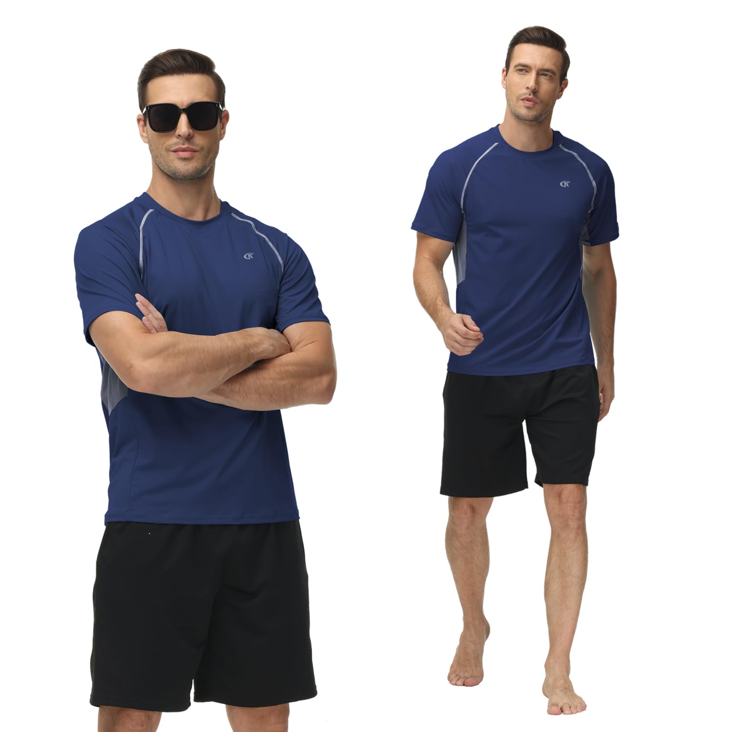 Huayuzh Rashguard - Maglia da nuoto a maniche corte con protezione UPF 50+, ad asciugatura rapida, per surf, piscina, allenamento, spiaggia, sport