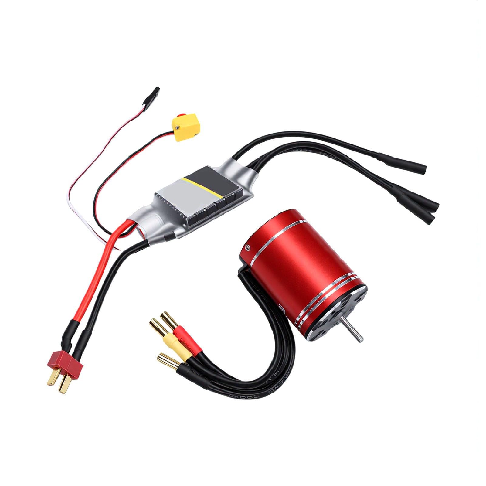 ASHATA Motor sin Escobillas de Alta Velocidad ESC Combo Impermeable para 1/10 1/8 RC Coches Barcos 75A 2-3S LiPo