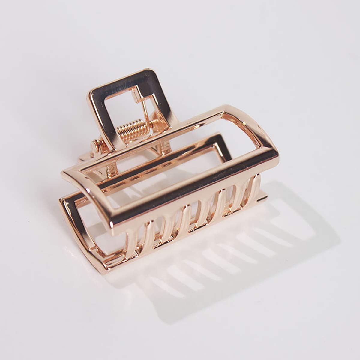 Fodattm 2PCS Girls Women Small Vintage Metal Rectangle Hair Jaw Clips Hair Clamp Ponytail Holder Hair Claw Hairpin Accessories (Rose gold) - Image 3