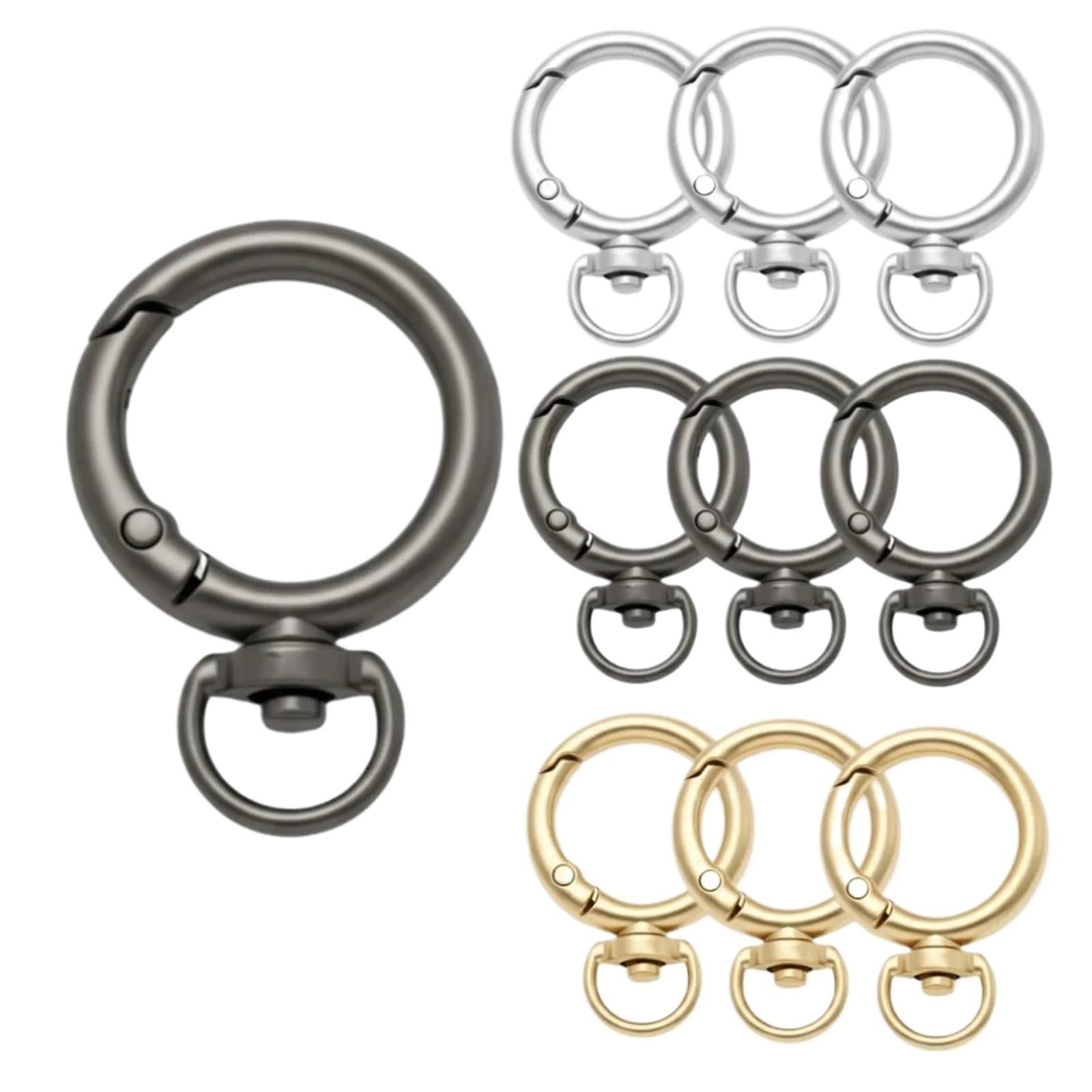 Ganchos De Metal Giratorio 5/10/20/30 Pcs Round Spring Snap Hooks Swivel O Rings Buckles Clips For Bags Purses Keychain DIY(Black,30 Pcs)