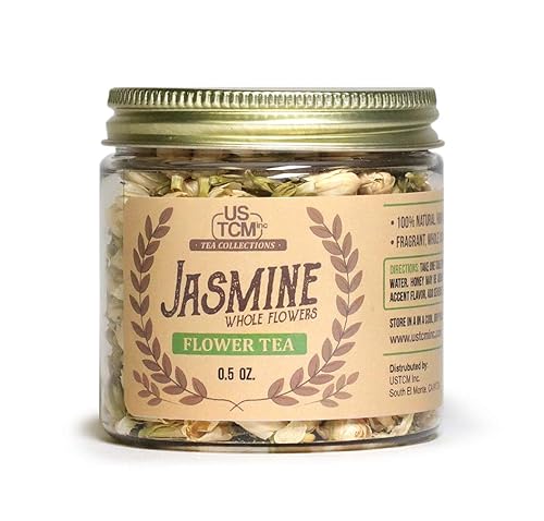 USTCM Té de flores de jazmín fragante flores enteras de jazmín 100% natural (0.5 onzas)