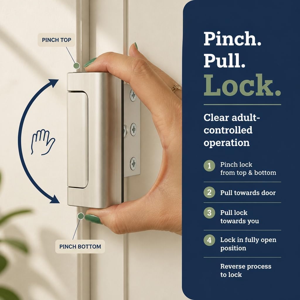 Prime-Line U 10827 Door Reinforcement Lock – Add Extra, High Security to your Home and Prevent Unauthorized Entry – 3 In. Stop, Aluminum Construction, Satin Nickel (Single Pack) | 3 In. Stop, Solid Brass, Satin Nickel, High Security