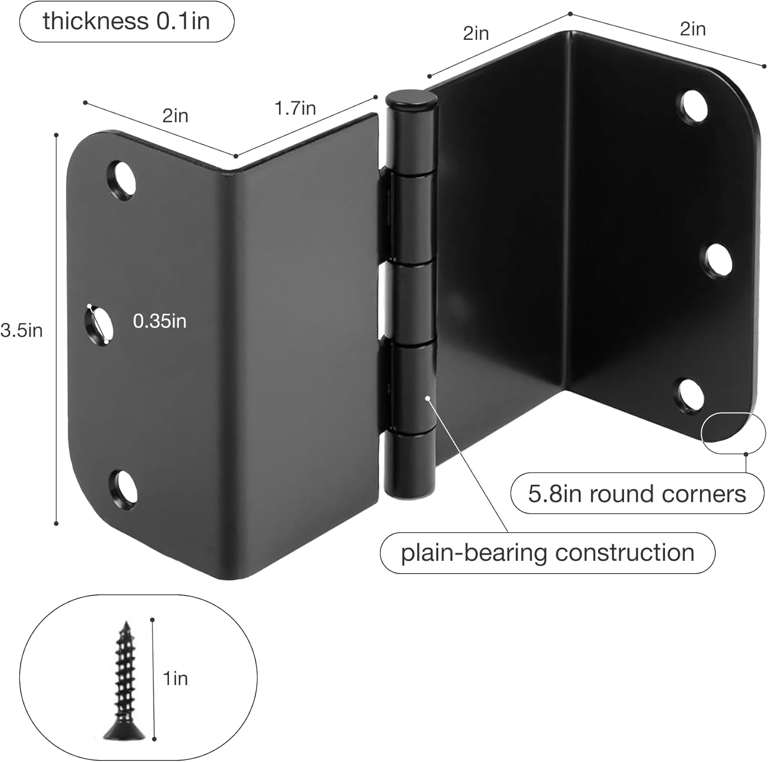 3-Pack Offset Door Hinges, Matte Black Door Hinges 3.5 Inch 5/8" Radius Corner for Handicap, Swing Clear for Exterior & Interior with Wall Handle Stopper & Grease, Heavy Duty Hardware