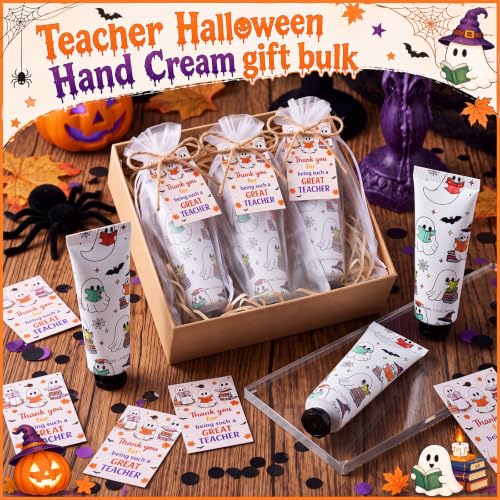 Loopeer 48 Set Teacher Halloween Gifts Mini Cute Ghost Reading Hand Cream Bulk with Thank You Teacher Cards Twine Organza Bags Travel Size Moisturizing Hand Lotion Halloween Party Favors Bookish Gifts - Image 5