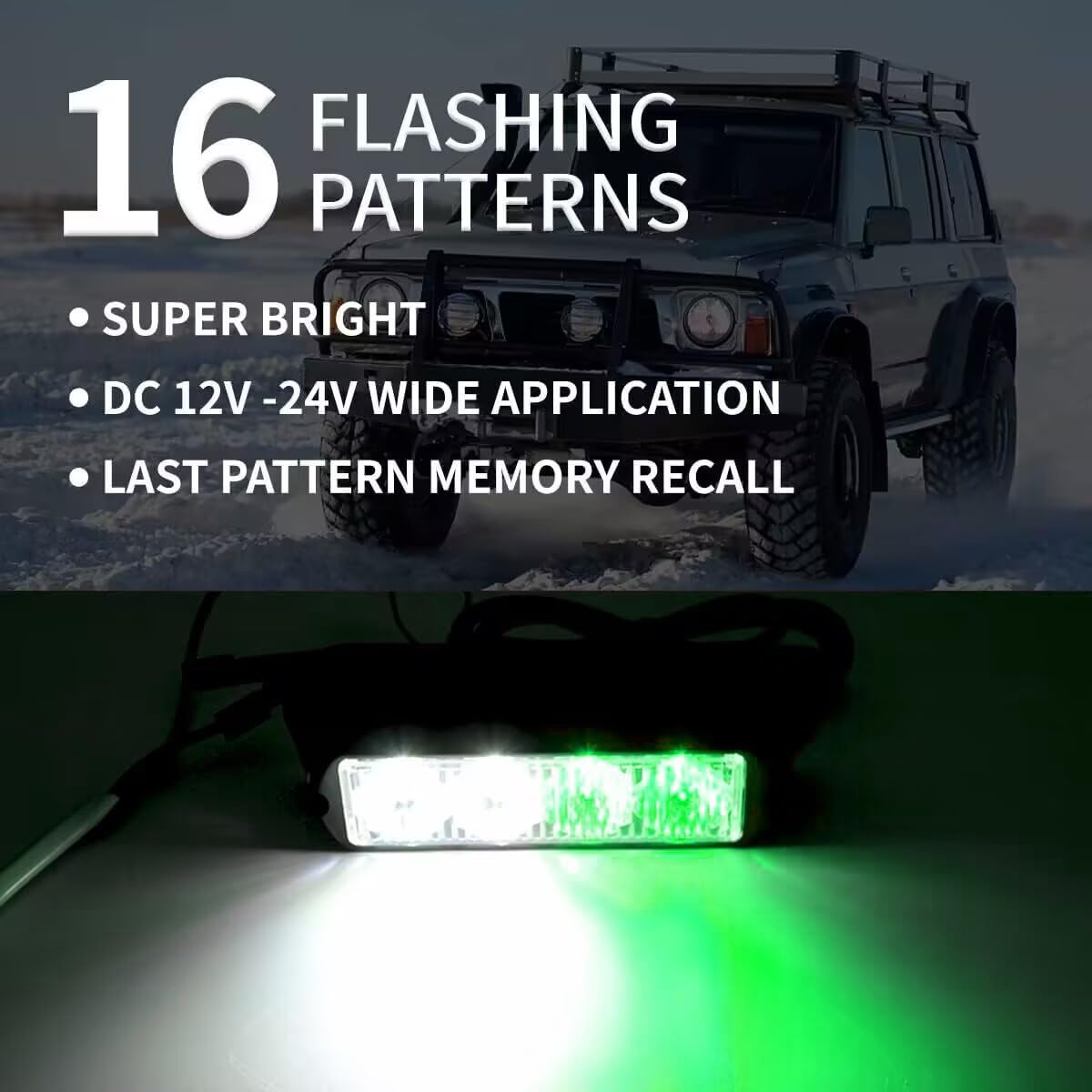 FXC 4-LED Strobe Lights For Trucks Amber Waterproof Emergency Beacon Flash Lights