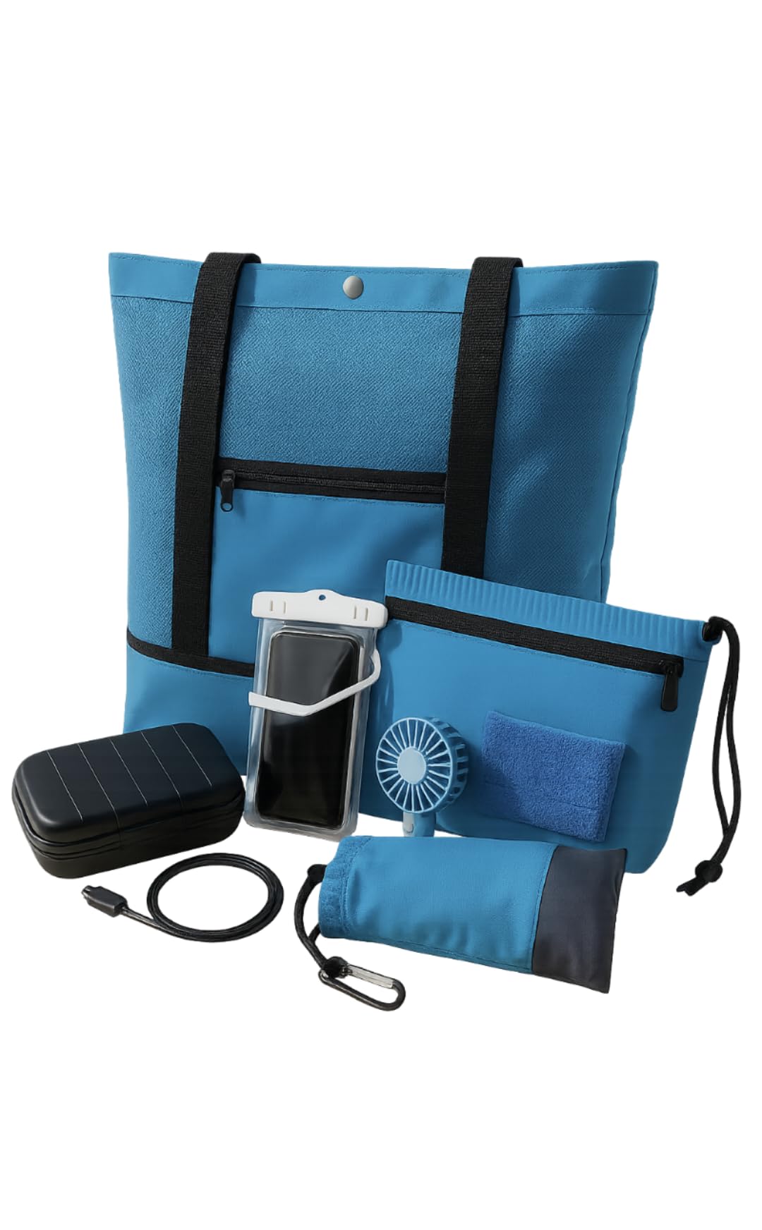 Kit plage été 7 en 1 sac isotherme de voyage et boîte sécurisée à code