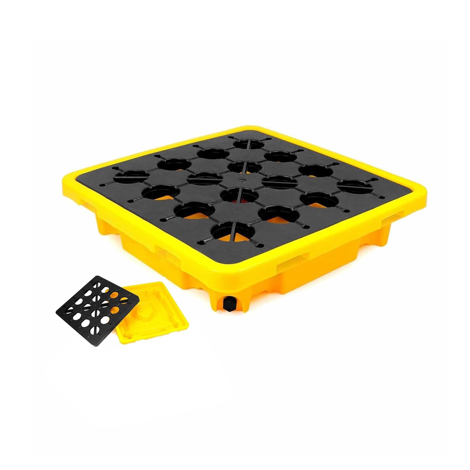Bandeja Compacta para Contención De Derrames con Tapón De Drenaje - Bandeja De Plástico Resistente para Derrames De Productos Químicos con Rejilla para Una Fácil Limpieza, IDE,127x67x17cM