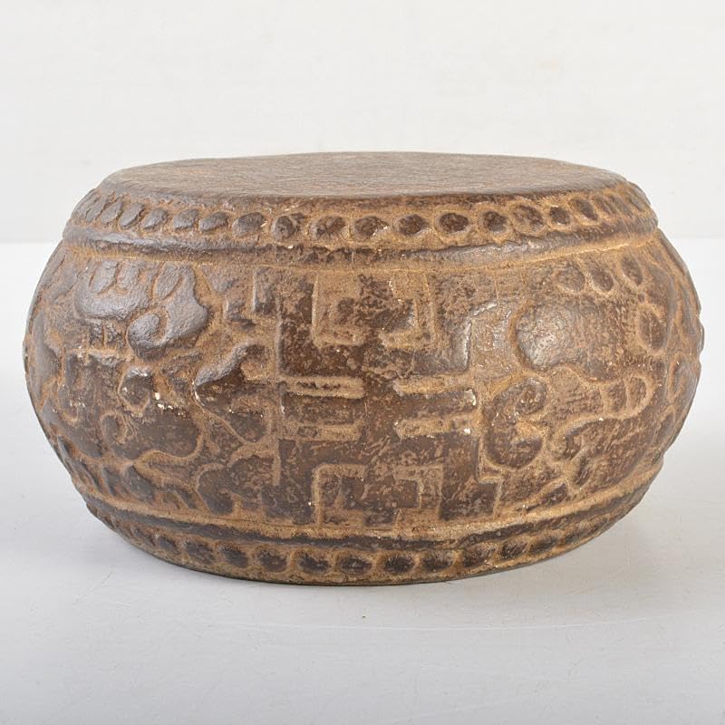 中国　書道具　太鼓形硯　端渓硯　M　R7350 中国 書道具 太鼓形硯 端渓硯 M R7350 中国 書道具 太鼓形硯