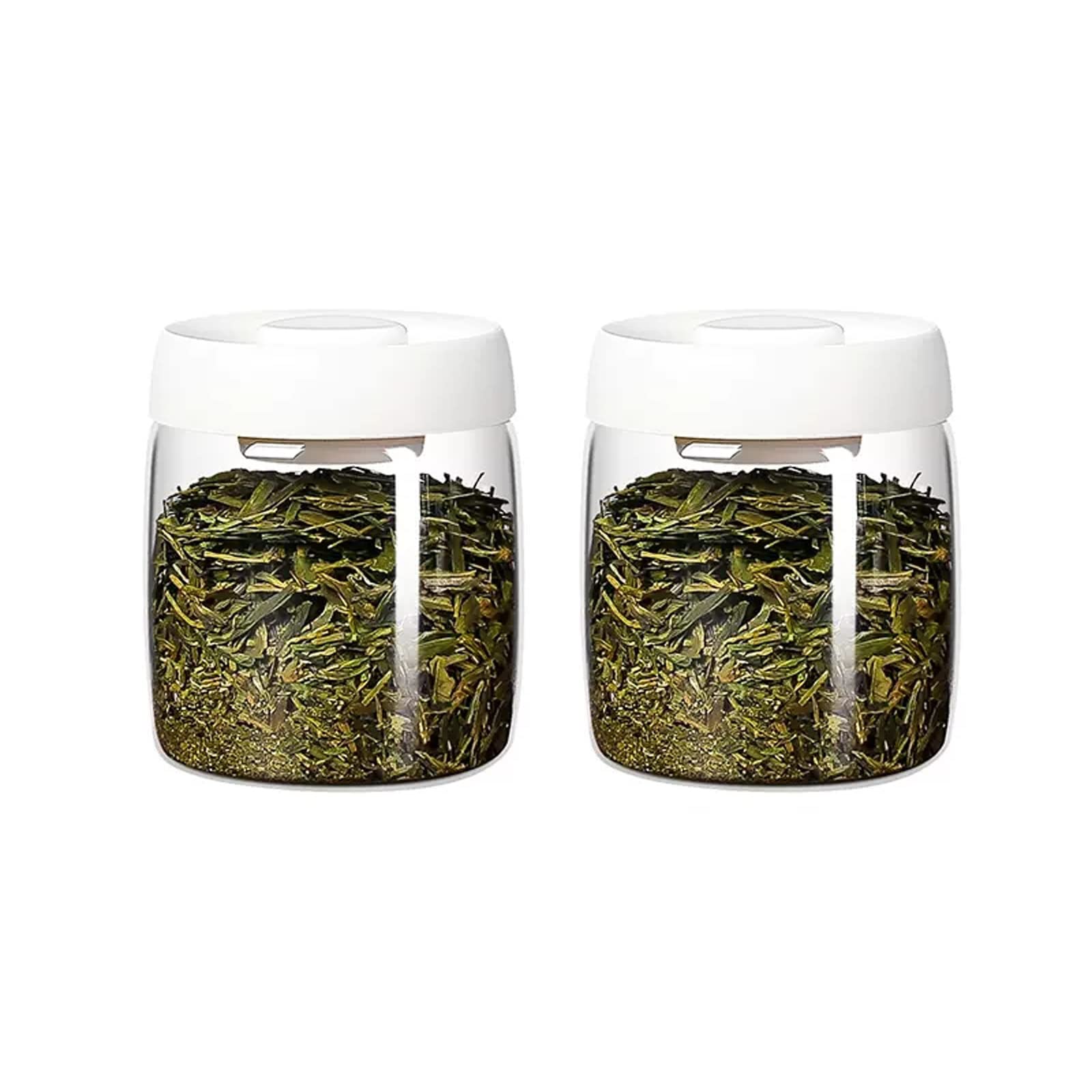 Hhaoran-9868 Ceramic Tea Canister Kitchen Glass Canned Tea, Powder and Spice Food Storage Tank, Set of 2 Pieces Food Canisters for Kitchen(White,800ML)