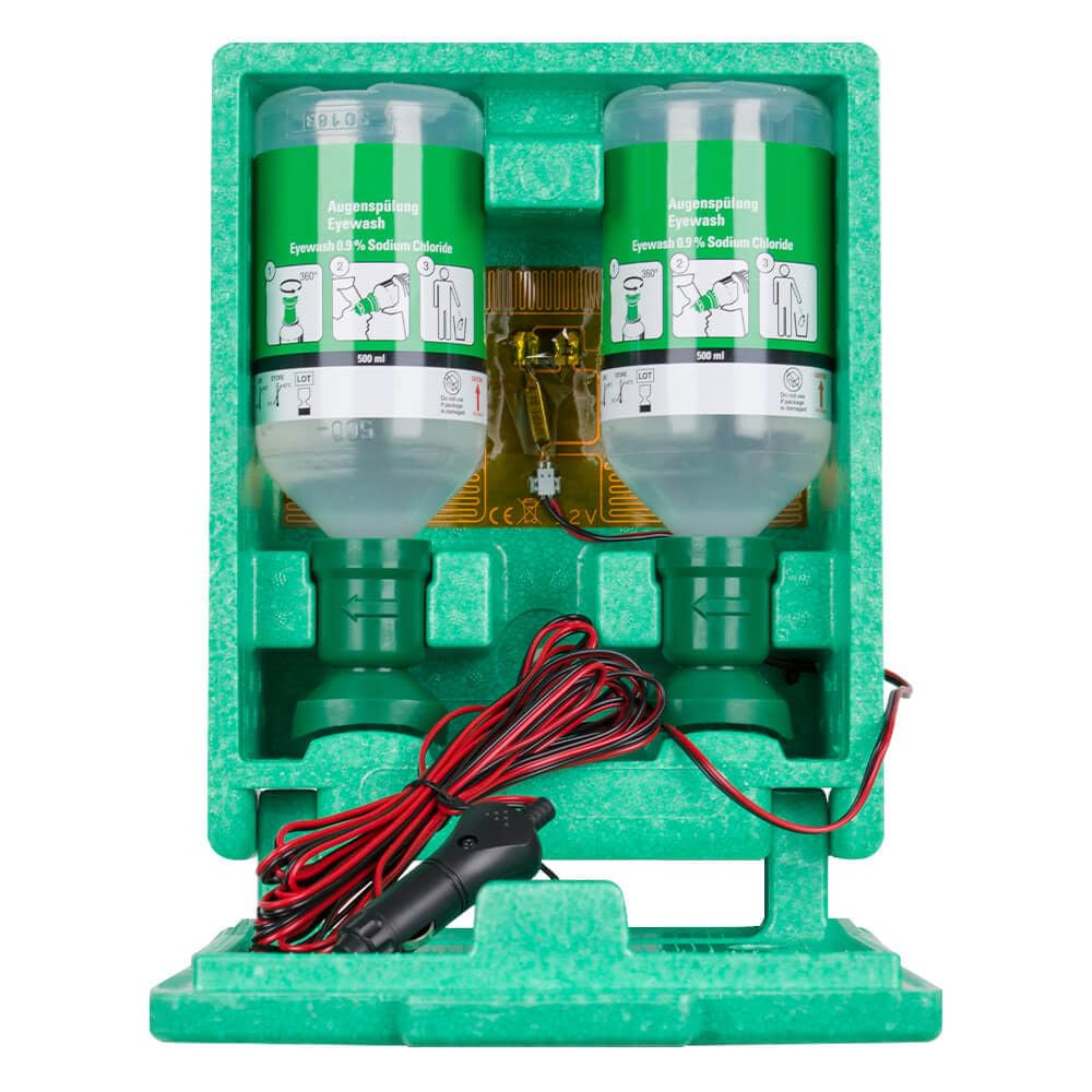 PLUM beheizbare Wandbox mit 2 x 500 ml Plum Augenspülung aus Kunststoff, Art.-Nr. 4649 | Augenspülung | Augenspülstation | Augenduschstation