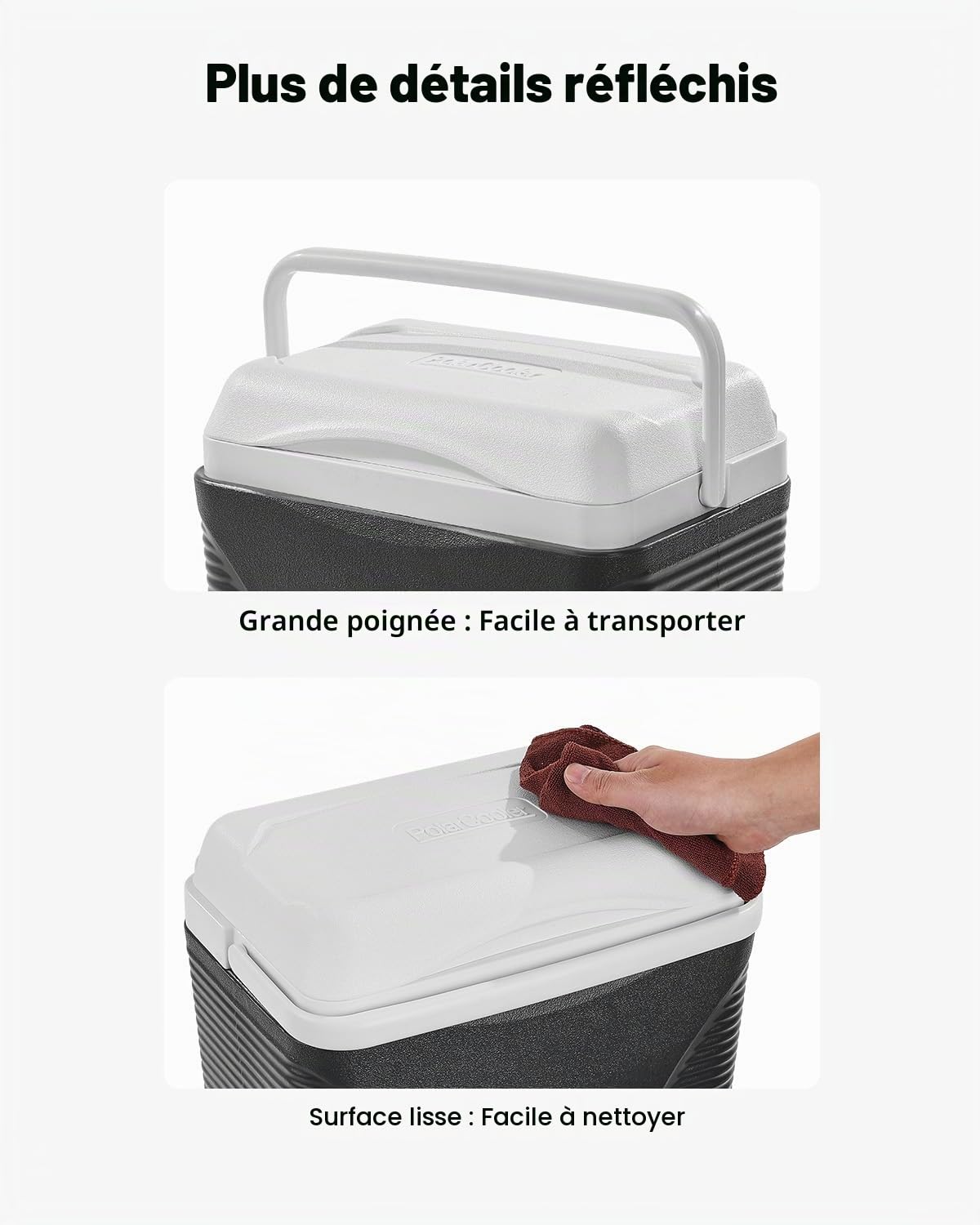Glacière Rigide Isotherme, Réfrigérateur Portable de 16,5 QT 15,6 L, Sac Isotherme avec Rétention de Glace, Poignées Robustes et Porte-gobelet