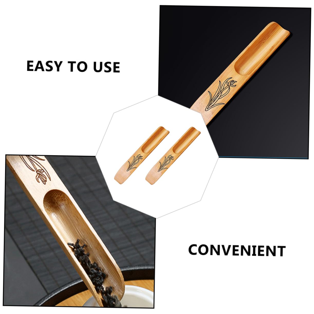 Mikinona 2pcs Bamboo Matcha Tea Spoon Set Traditional Chinese Tea Scoops for Stash Kungfu Supplies Portable Easy to Clean