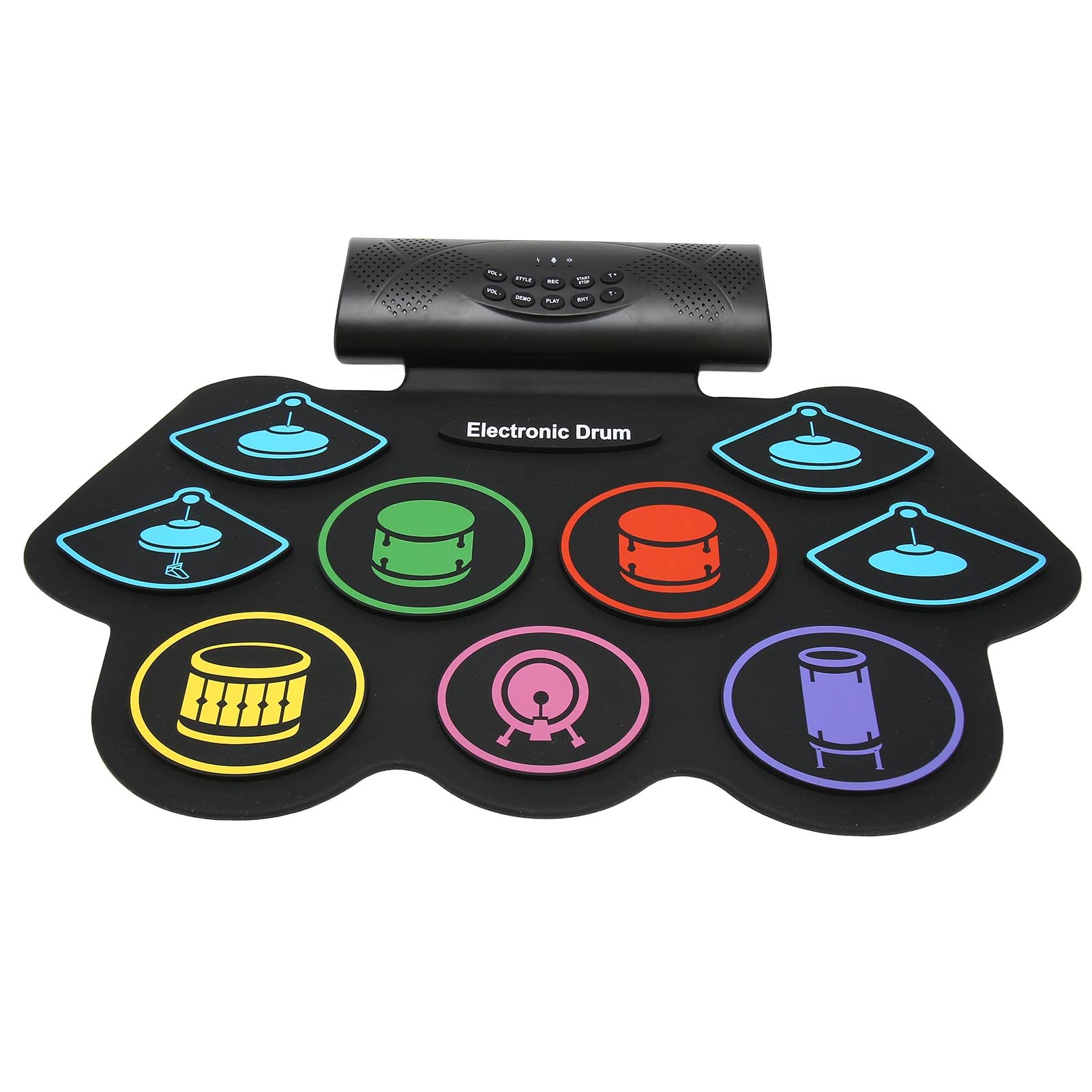 Set di Pad per Batteria Elettronica, Pad per Pratica Batteria Portatile per Voce Esterna, Batteria Elettronica a Colori a 9 Pad, con Altoparlanti 2x5W per Bambini Principianti
