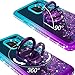 Silverback for Galaxy S9 Case, Moving Liquid Holographic Sparkle Glitter Case with Kickstand, Bling Diamond Rhinestone Ring Girls Women Case for Samsung Galaxy S9, Purple