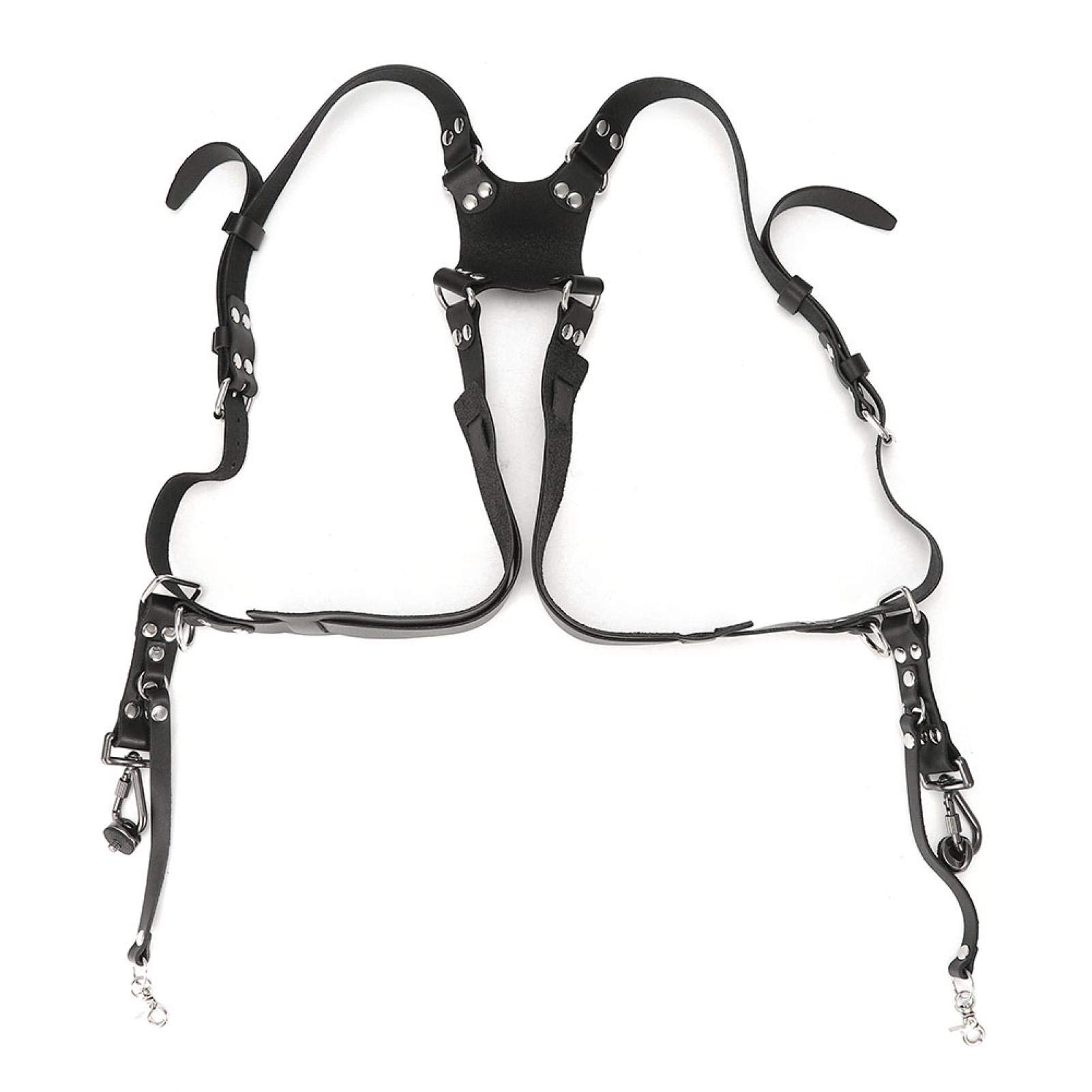 Atyhao Cinturino per Fotocamera Double Breathe Cinturino per Doppia Tracolla in Pelle Accessori per Fotografia DSLR Accessori (Nero)