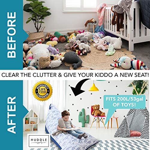 image for HUDDLE Supply Co Stuffed Animal Storage Bean Bag Chair Designer Stuffa