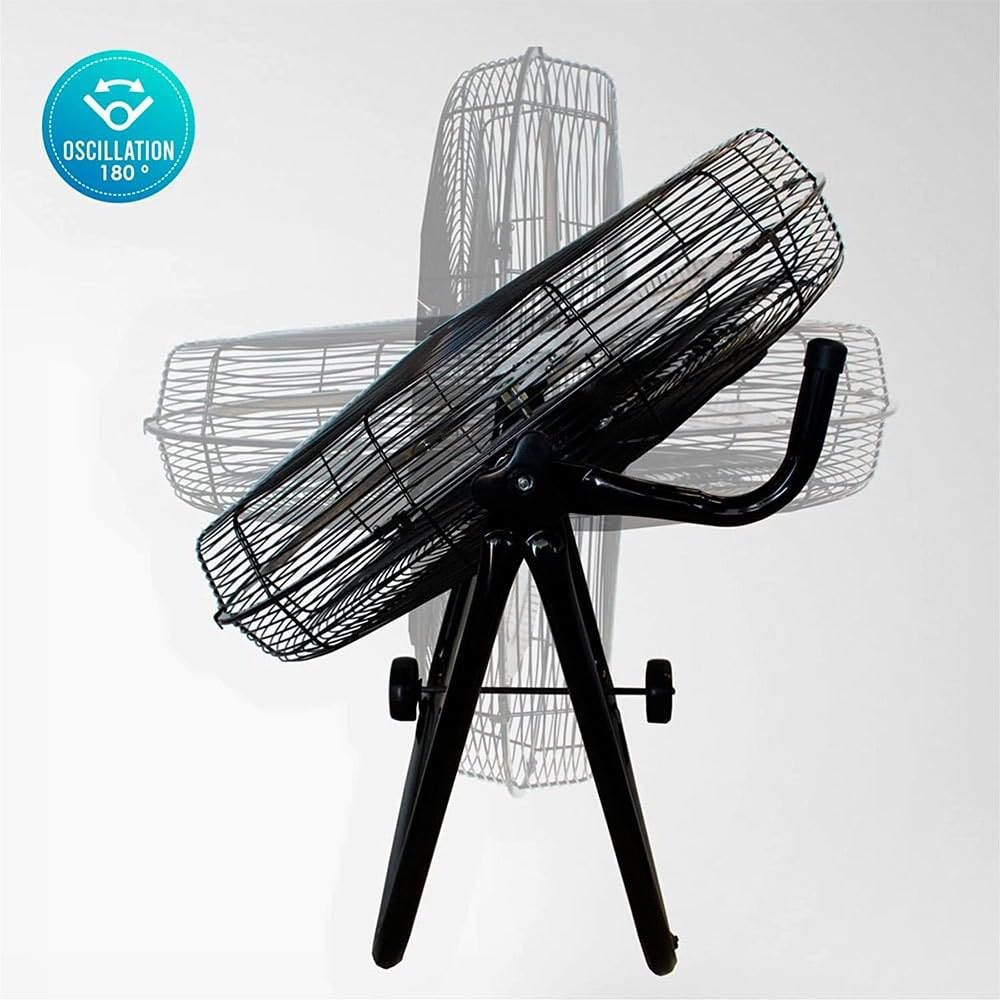 Bastilipo - Ventilateur de sol industriel ouragan 140 W, acier inoxydable, 3 vitesses, noir, efficacité énergétique G