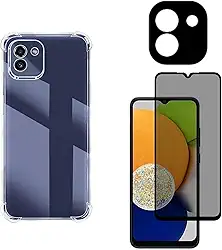 Kit Para Galaxy A03 Capa Anti impacto + Película Privacidade + Película De Câmera (Tela 6.5) (C7COMPANY)