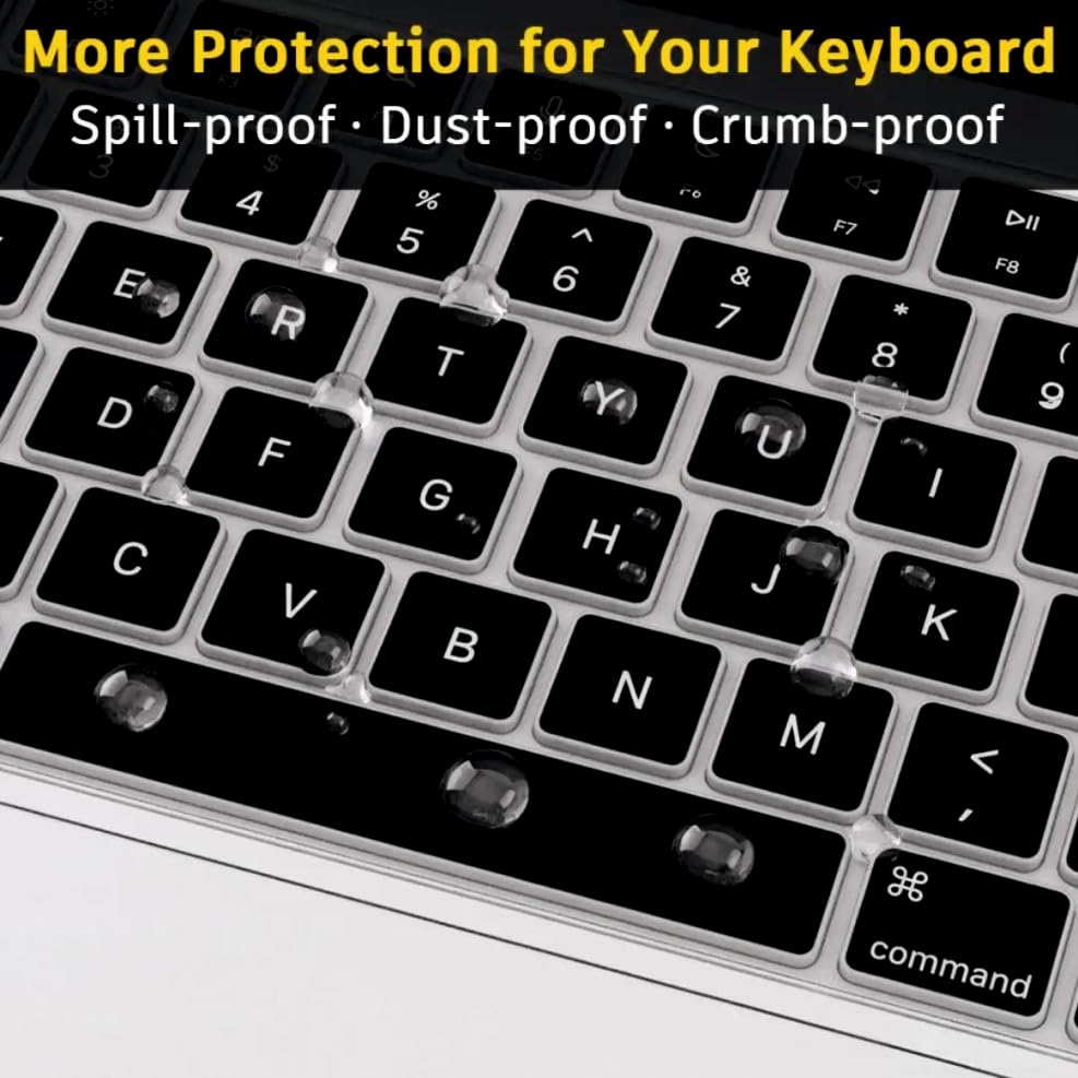 Image of Keyboard Cover Skin for New MacBook Neo 13 inch 512GB 2026 with Apple A18Pro Chip /A3404, Premium Ultra Thin Keyboard Protector for MacBook Neo 13 inch Accessory With TouchID - Black