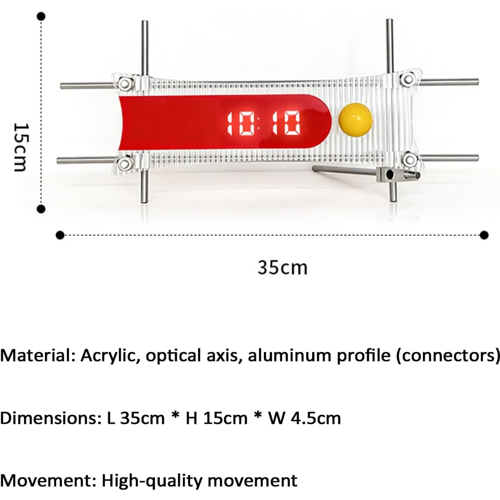 Mechaniczny zegar biurkowy LED, budzik na biurko z miękkim światłem, ekran HD, wbudowana pamięć wyłączania, tryb nocnego oszczędzania energii do domu, biura, sypialni