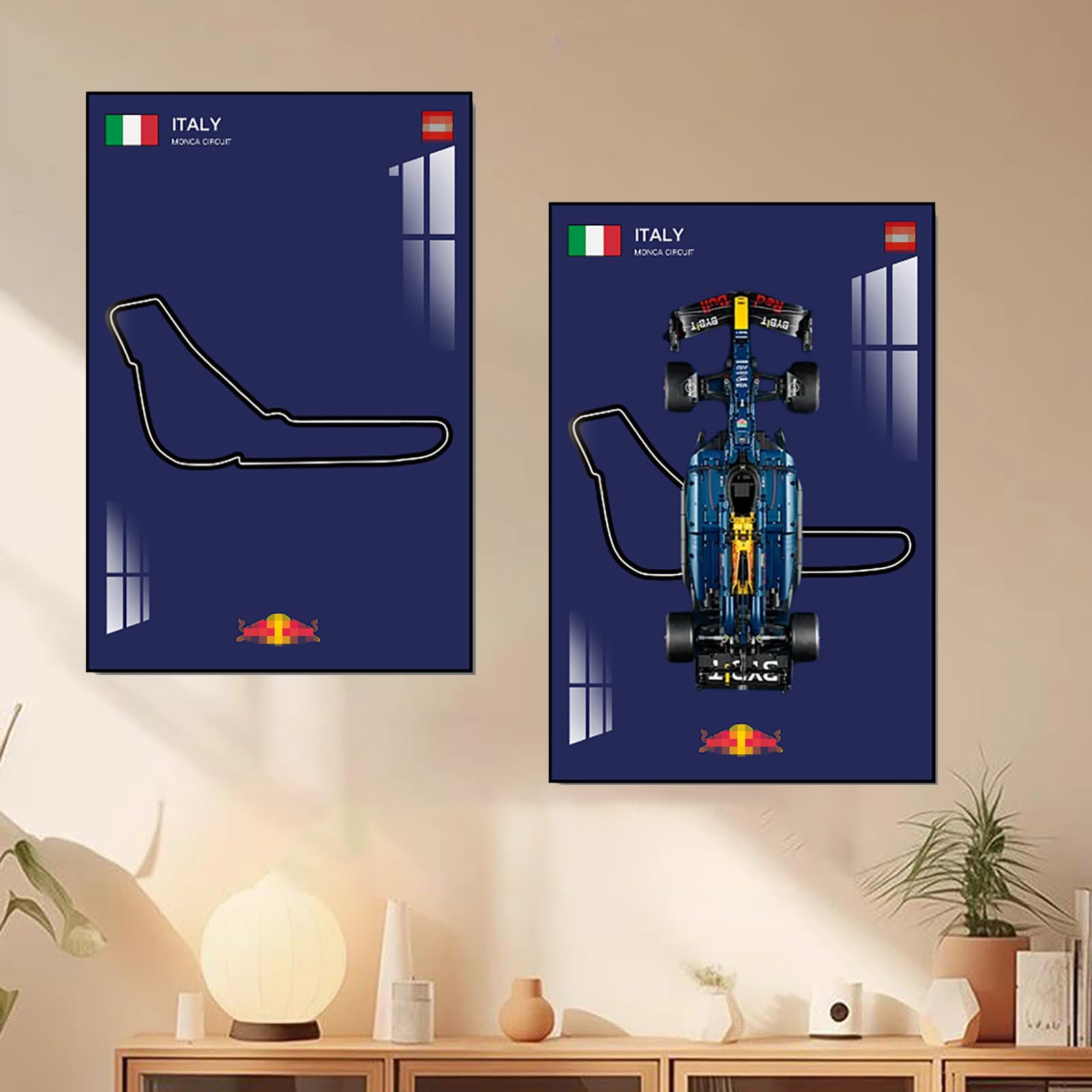 Display Wall Mount for Lego 42206 Technic Red Bull RB20 Racing Decorative Scoreboard for Car Wall Mount Le*go Lovers (Not included Model) (Monza Circuit in Italy)