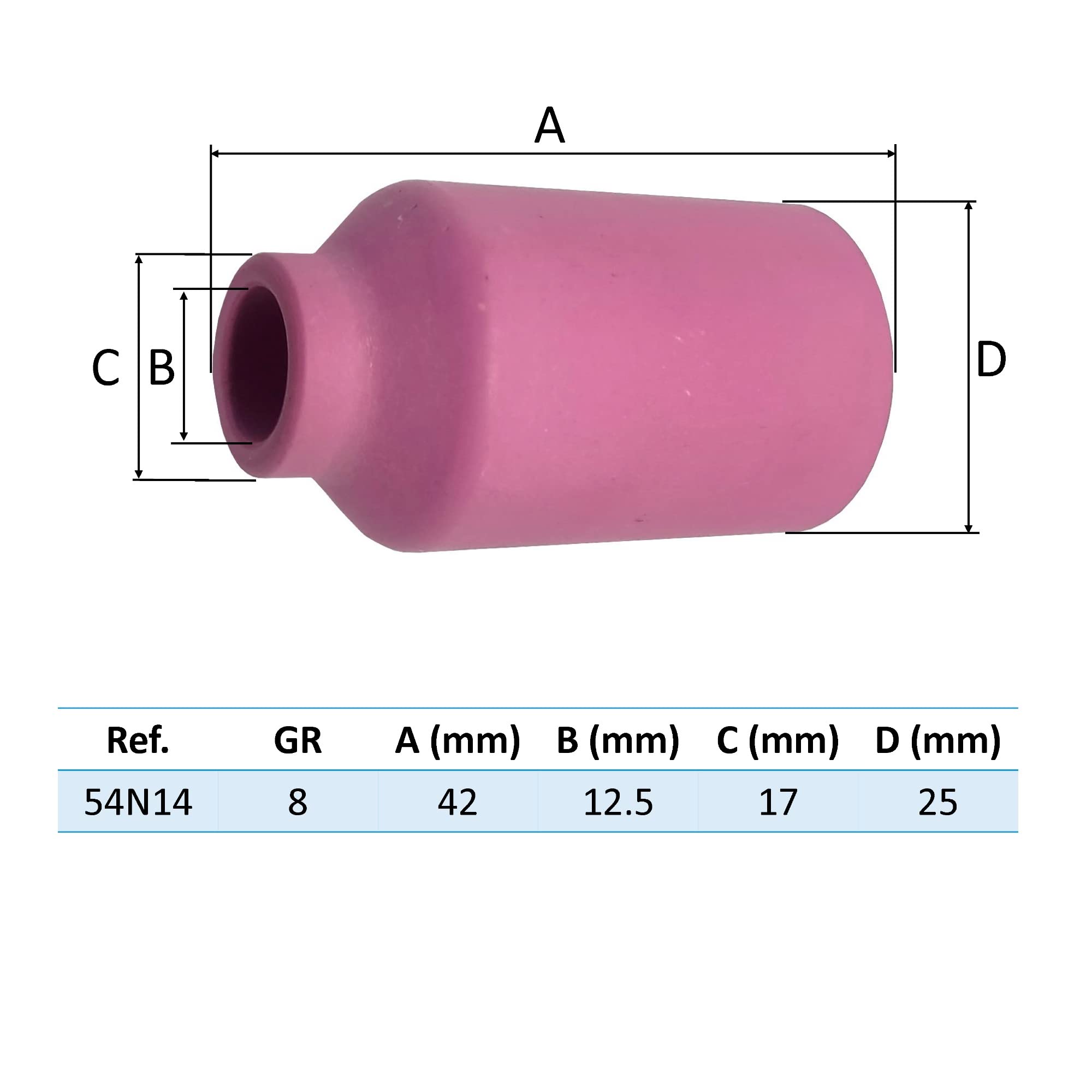 ELCAN 10 GAS LENS GR8 Buses En Céramique Pour Le Soudage D'un Diamètre Intérieur De 12,5mm Pour Torche TIG Série WP 17 18 Et 26. Consommables Professionnels Pour Le Soudage Au Chalumeau