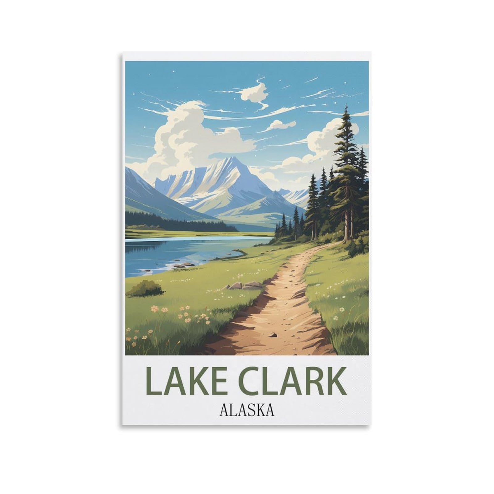 EZMLFA 5D Diamond Painting Kits for Adults,Lake Clark Alaska,DIY Full Round Drill Diamond Dot Gem Art Kits for Adults,Crafts for Decor 40x40cm
