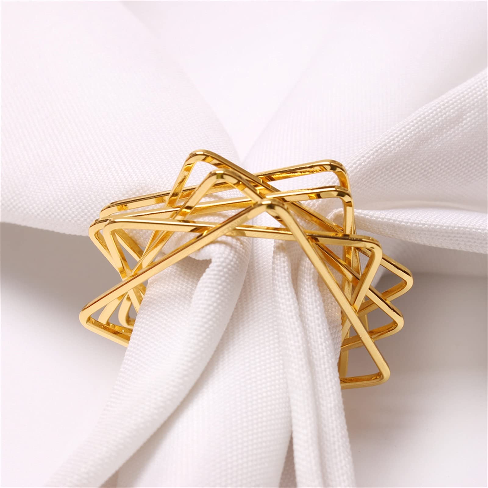 10 stücke Neue Stern Serviette Schnalle Polygon Serviette und Gewebering Dekorieren Zubehör (Color : Gold)