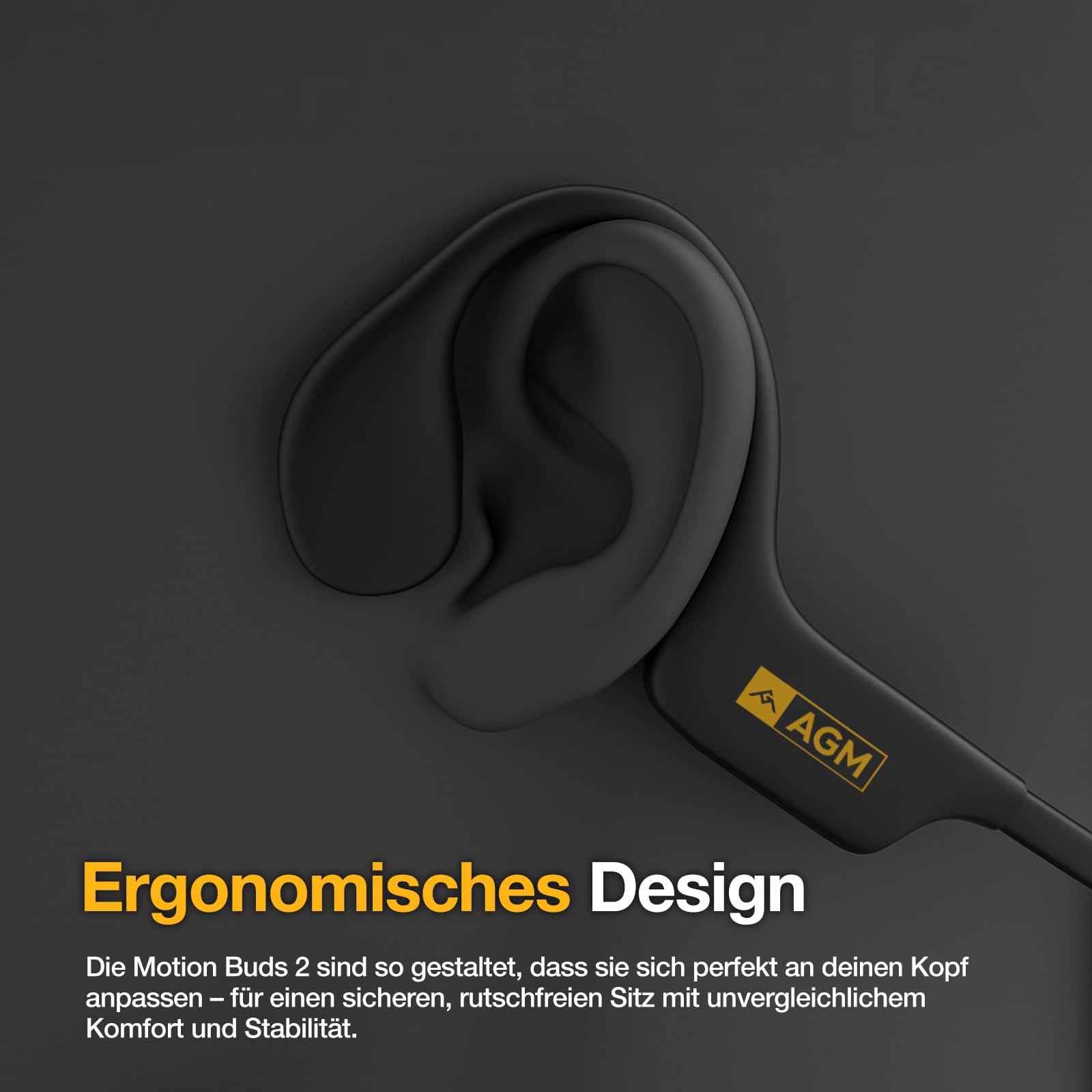 AGM Knochenschall Kopfhörer, Open Ear Kopfhörer Motion Buds Bluetooth 5.4 Kabellos Sportkopfhörer IP68 wasserdicht Kopfhörer mit LED für Laufen Radfahren Joggen Fitness