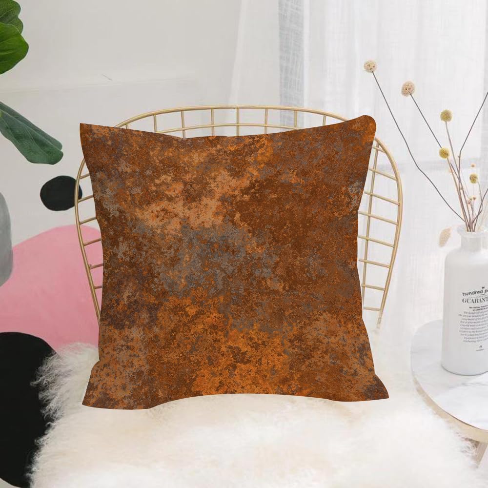 HYMSXW Cushion Cover,Throw Pillow Case Home Decorative for Living Room Bedroom Sofa Chair 20X20 Inch,Feuille, Vieux Fond de Métal Rouillé,Pillowcase 50X50cm
