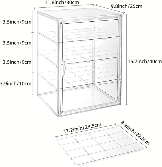 Pastry Display Case,4-Tier Adjustable Clear Bread Storage with Magnetic Door,Bread Box for Kitchen Countertop,15.7x11.8x9.8xinch (4 Tier-1 Pack)