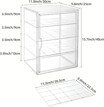 Pastry Display Case,4-Tier Adjustable Clear Bread Storage with Magnetic Door,Bread Box for Kitchen Countertop,15.7x11.8x9.8xinch (4 Tier-1 Pack)