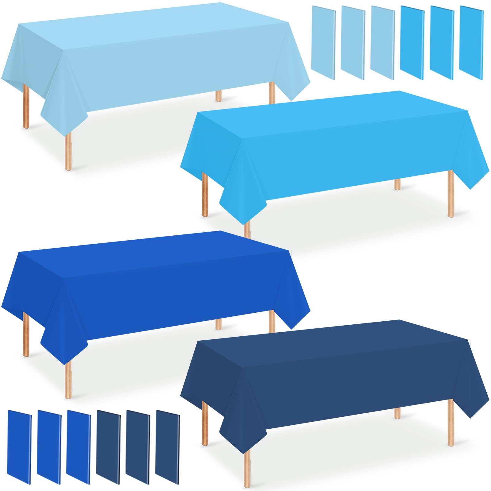 Photo 1 of 12 Pack Blue Plastic Tablecloth for Rectangle Tables, Ombre Blue Baby Shower Table Cover, Disposable Ocean Table Cloth for Birthday Wedding Picnic Under The Sea Party Decorations, 54x108 Inch
