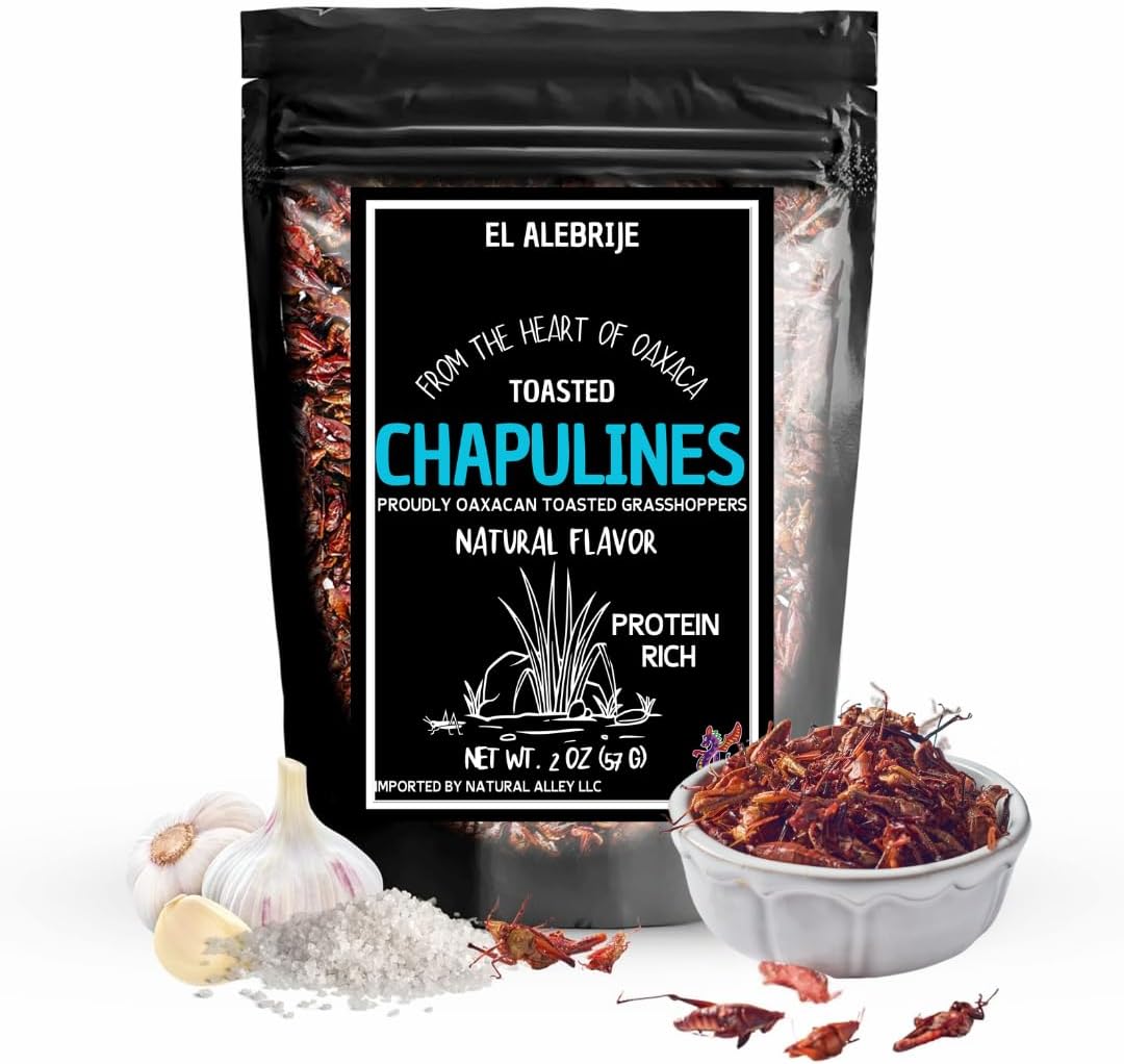 Alebrixes | Chapulines From Oaxaca 2 oz (57g) | Delicious Grasshoppers - Premium Fresh Gourmet Edible Insects - Natural Flavor | Always Fresh Toasted Mexican Snack.